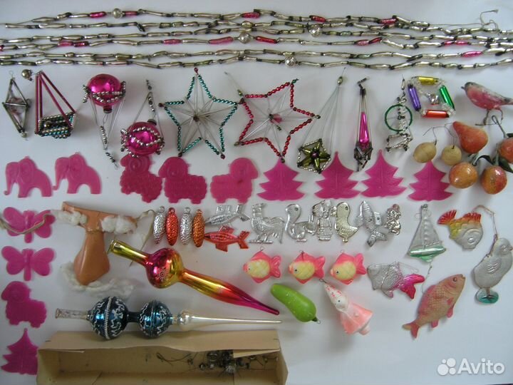 Елочные украшения из стекла, ваты СССР 7