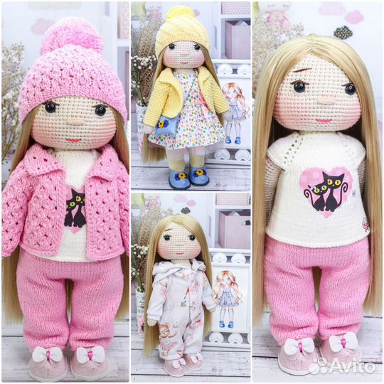 Вязаная кукла ручной работы