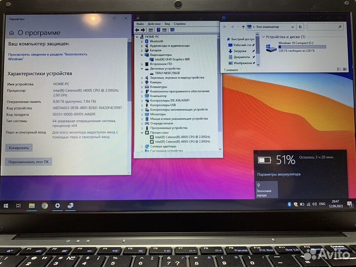 Новый ноутбук intel/8gb/NVMe/14”