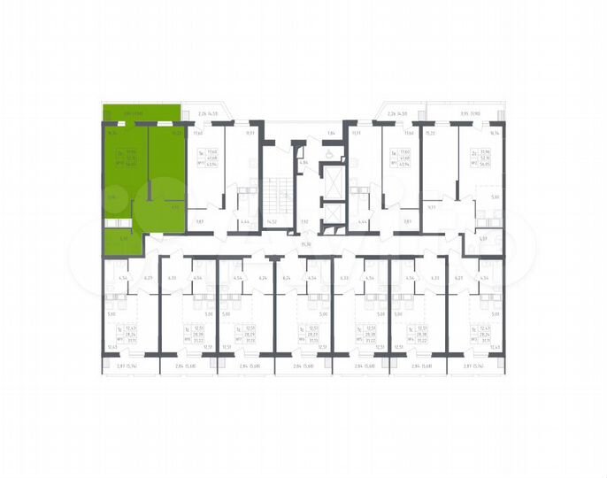 2-к. квартира, 56,1 м², 12/12 эт.