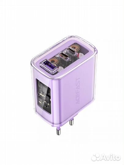 Сзу acefast A45 PD65W фиолетовый GaN (2*USB-C+USB