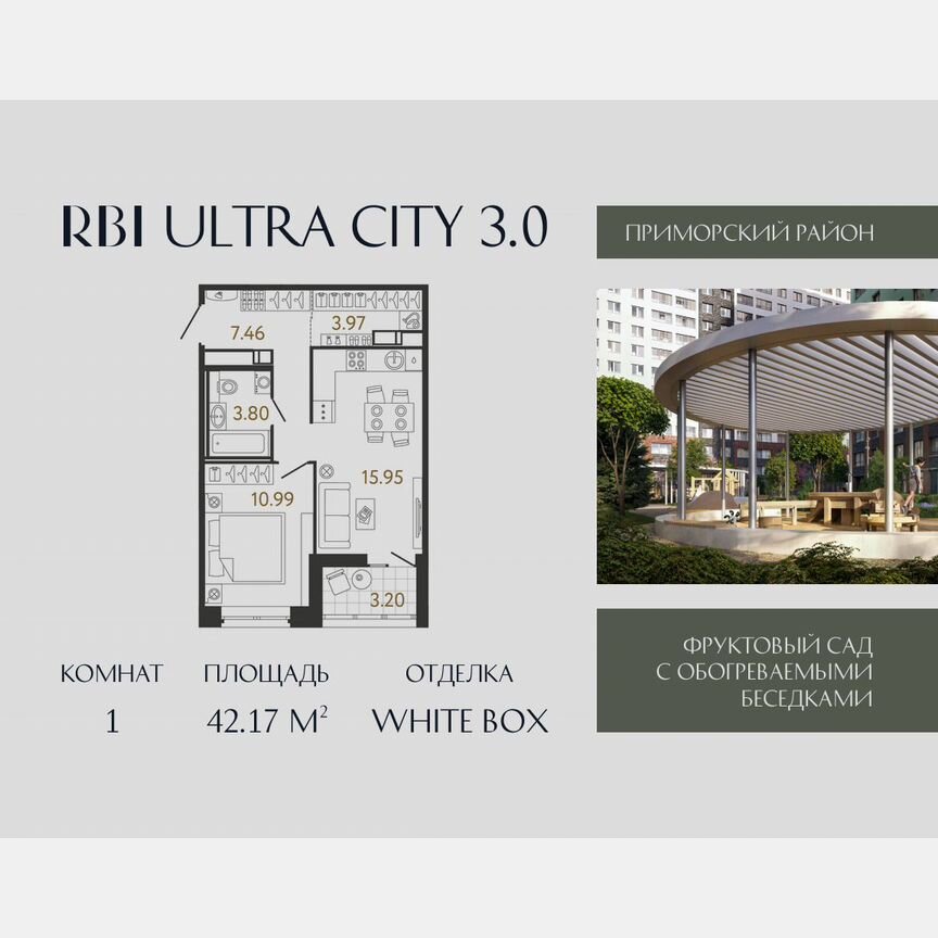 1-к. квартира, 42,2 м², 10/17 эт.