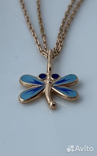 Золото583 эмаль стрекоза СССР