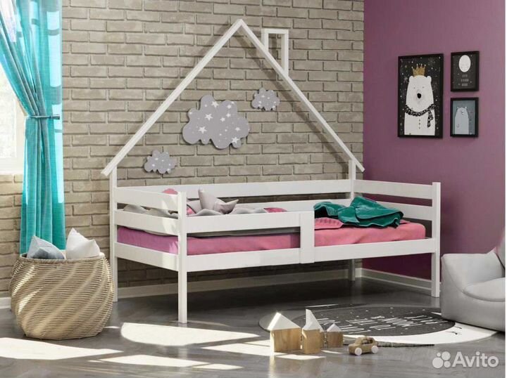 Софа для малыша с бортиком Домик из натурального д