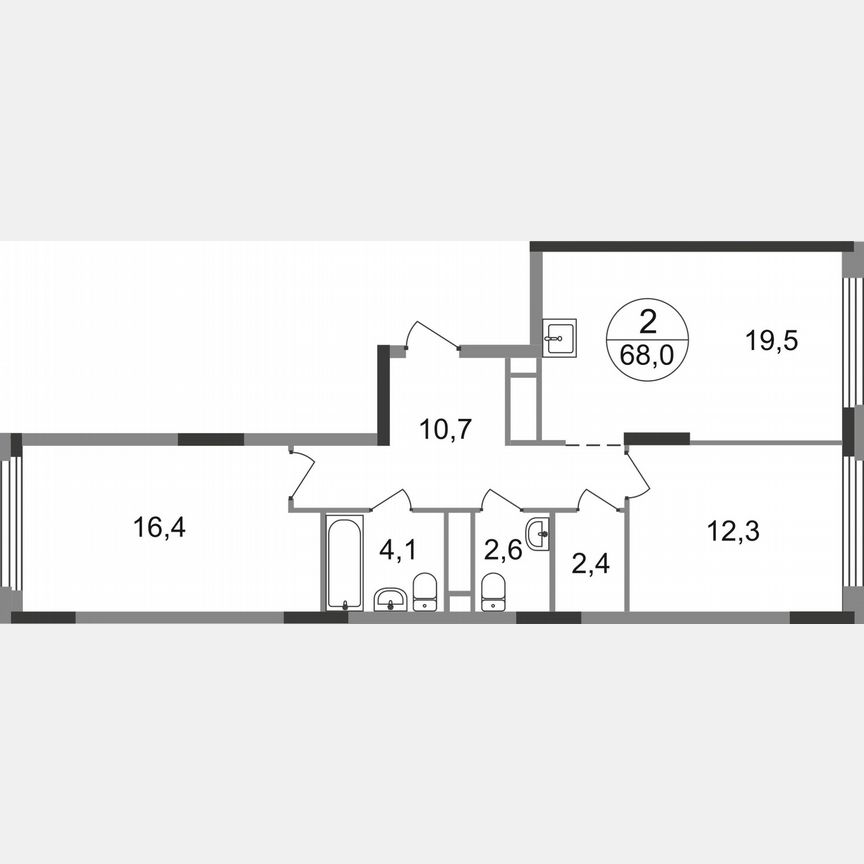2-к. квартира, 68 м², 13/17 эт.