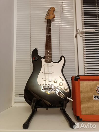Электрогитара Fender Squier Strat усилитель Orange