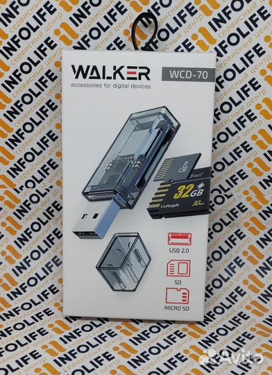 Картридер универсальный SD/Micro SD/USB walker WCD