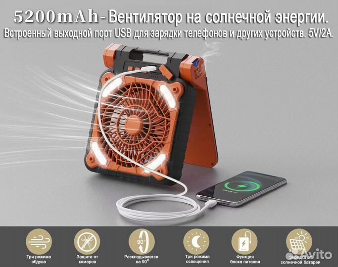 Вентилятор фонарь для кемпинга