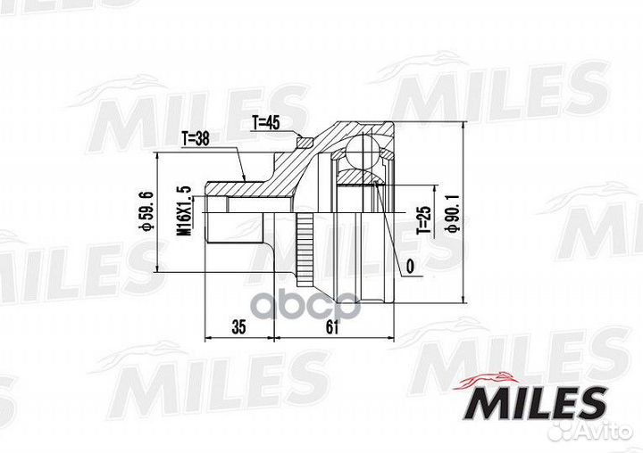 Шрус audi 100 1.8-2.4D 82-94 нар. +ABS