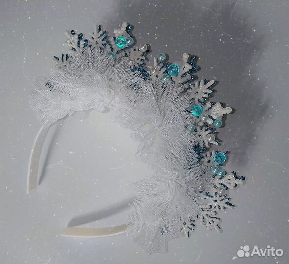 Новогодний ободок для девочки снежинка корона