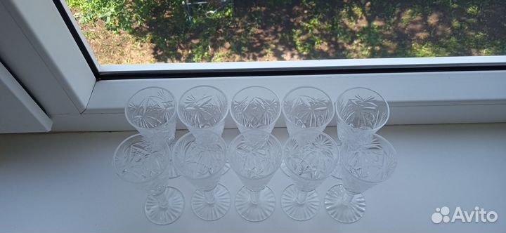 Хрустальные рюмки на ножке СССР 10 шт