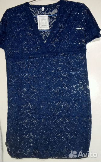 Туника парео темно-синее кружево