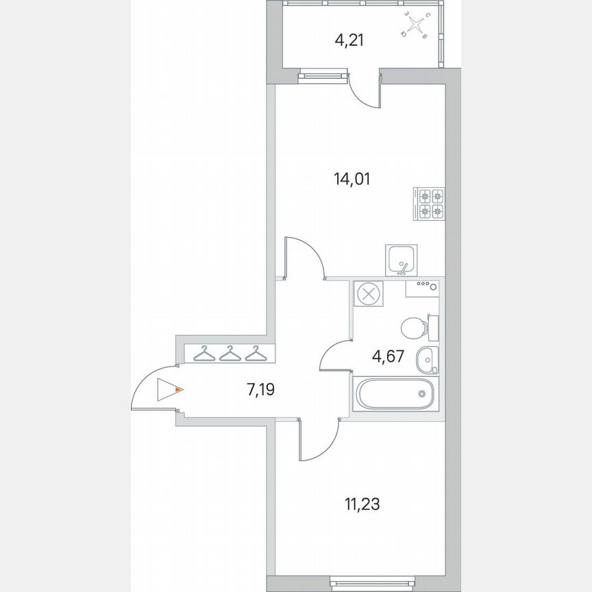 1-к. квартира, 39,2 м², 1/8 эт.