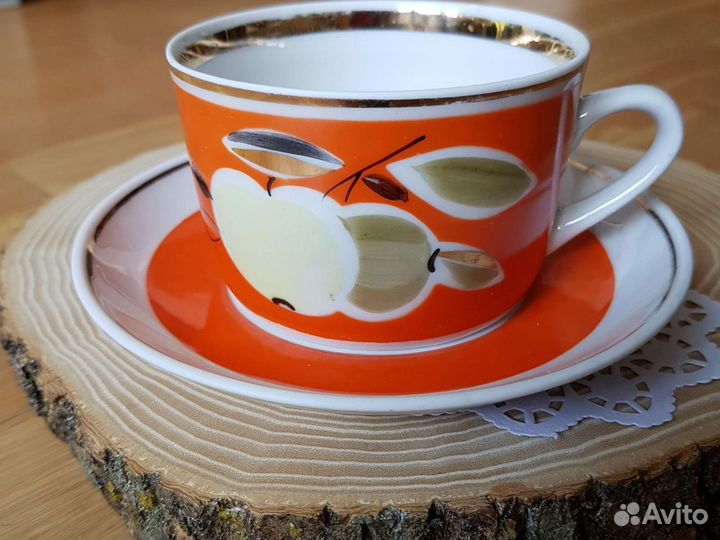 Чайная пара, фарфор, СССР, Полонне, винтаж