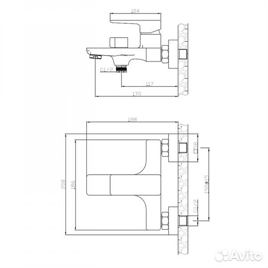 Смеситель для ванны 35к esko BR54 