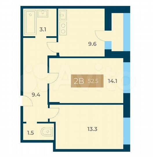 2-к. квартира, 52,5 м², 12/12 эт.