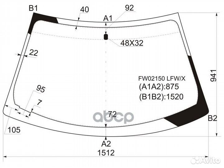 Стекло лобовое mitsubishi eclipse 2D CPE 00-05