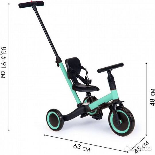 Детский беговел-велосипед 4в1 зеленый