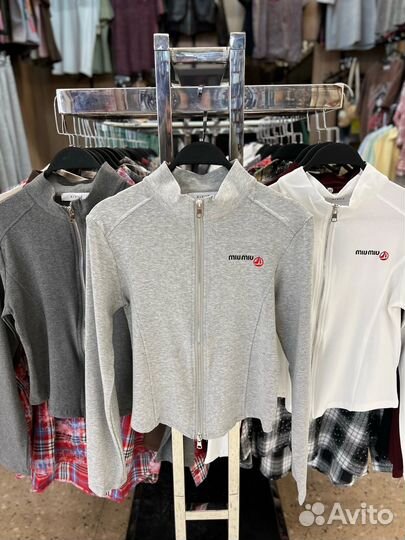 Miu Miu Укороченная кофта лонгслив на молнии