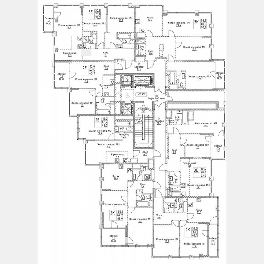 2-к. квартира, 70 м², 17/19 эт.