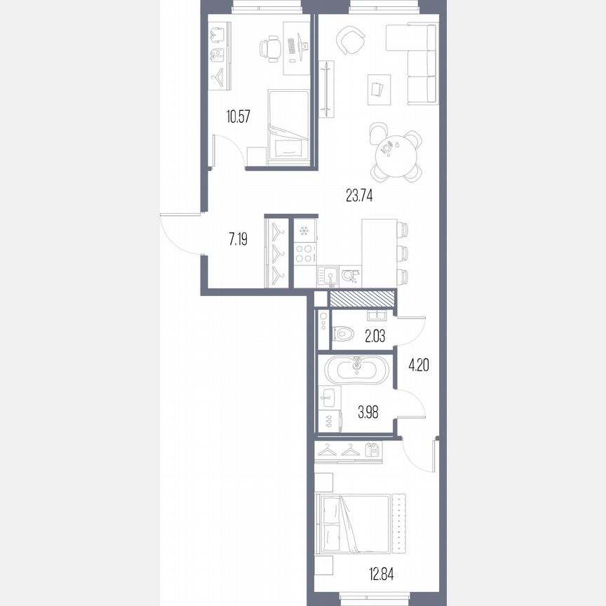 2-к. квартира, 64,6 м², 5/10 эт.