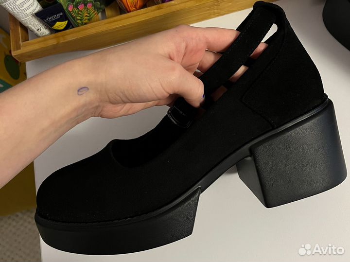 Туфли лоферы на платформе замшевые