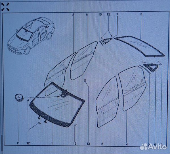 Стекло оригинал переднее, заднее LADA vesta, новое