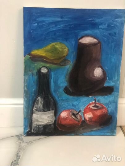 Картина гуашью на холсте