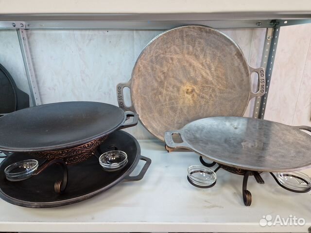 Чугунный садж, крышка-сковородка, подставка