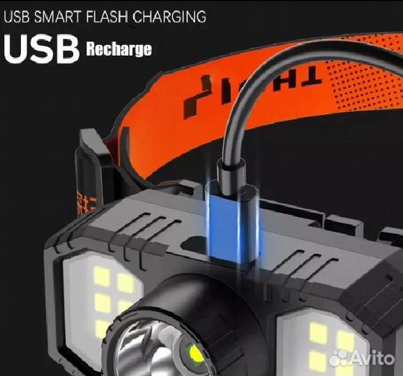 Cветодиодный налобный фонарь с 3 режимами USB