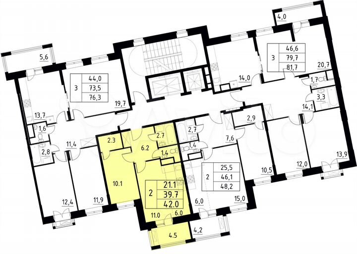 2-к. квартира, 42 м², 4/9 эт.