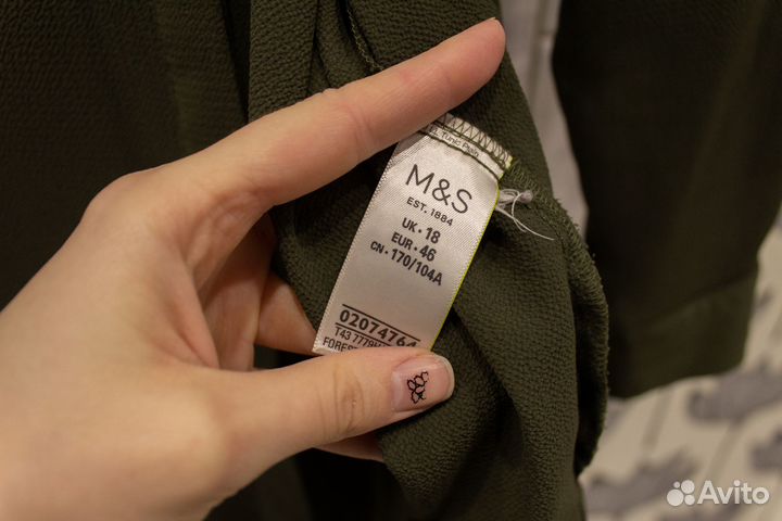 Темно-зелёная блузка Marks&Spencer 46