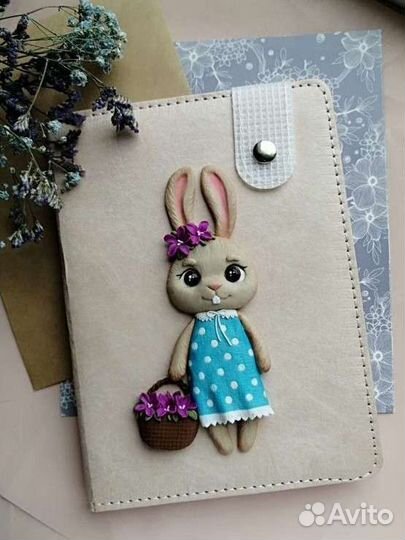 Блокнот с декором ручная работа зайчик