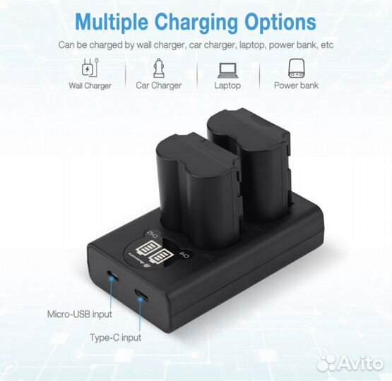 2 аккумулятора + з/у Powerextra NP-W235