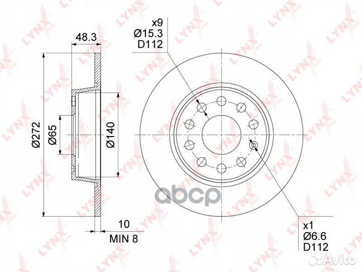 Диск тормозной зад BN1235 lynxauto