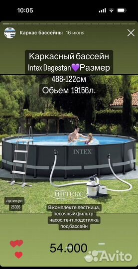 Каркасный бассейн intex
