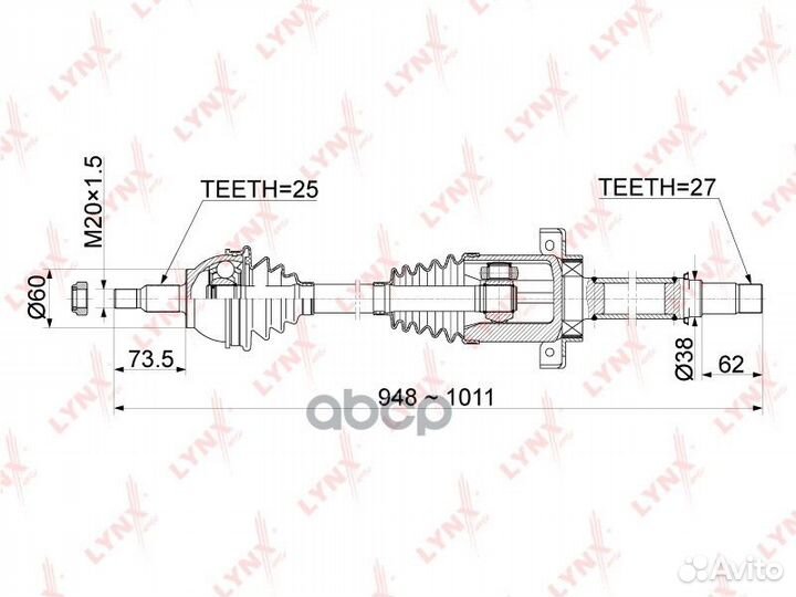 Привод в сборе перед прав CD1079 lynxauto