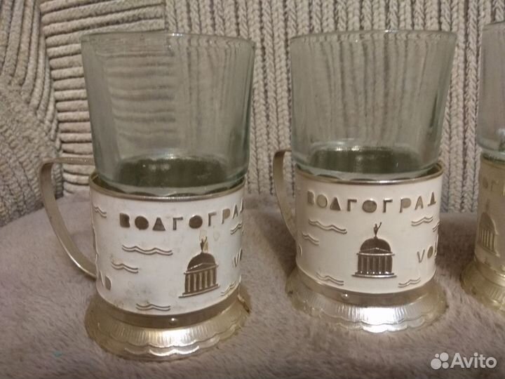 8 подстаканников. СССР серия волгоград. эмаль