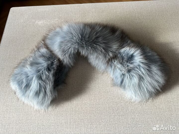 Воротник песец голубой с серым