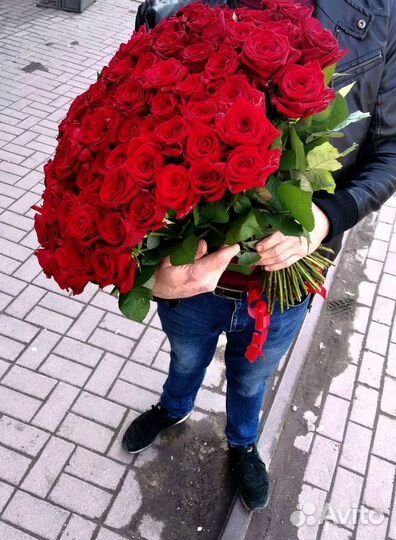 101 роза с доставкой, букет роз с доставкой