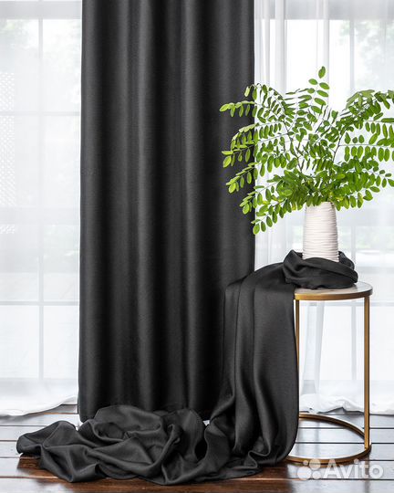 Комплект Шторы и Тюль Орфей Черный+Вуаль