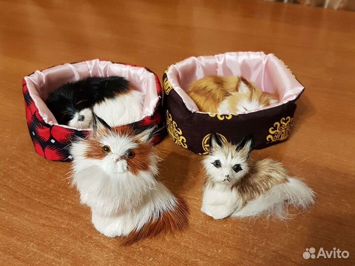 Набор из 4х сувенирных игрушек из меха