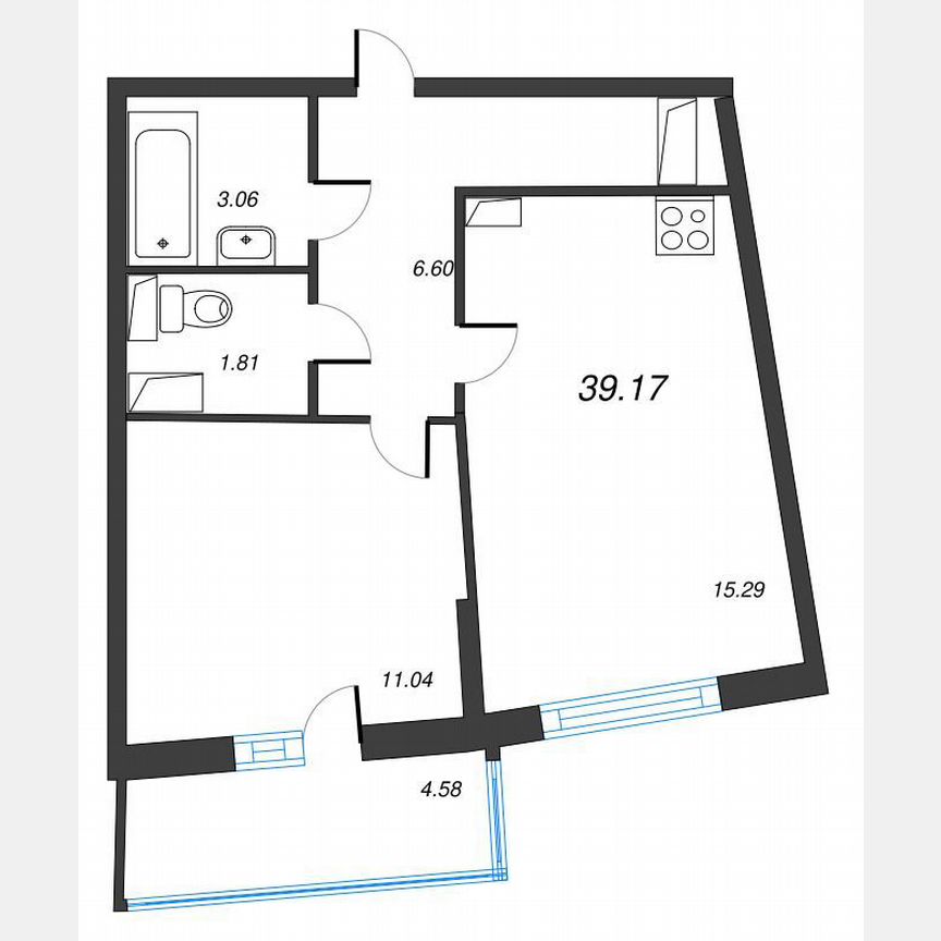 1-к. квартира, 42,4 м², 9/22 эт.