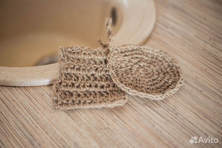Эко-губки из джута для мытья посуды новые