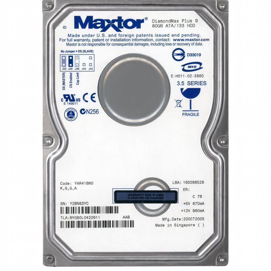 [6Y080L0] Жесткий Диск Maxtor 80gb Ide 3.5" 6y080l0