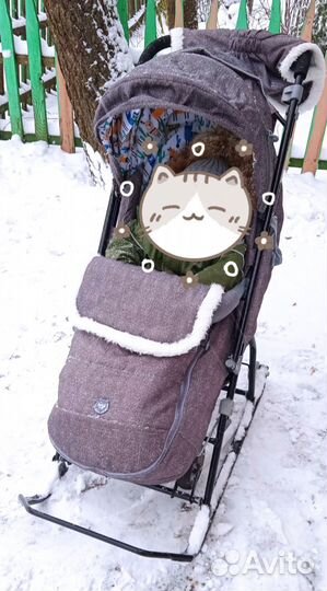 Детские санки коляска с колесами