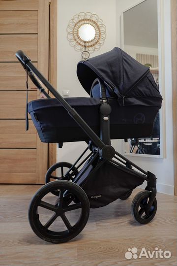 Коляска Cybex Priam 2в1 темно синяя с автолюлькой