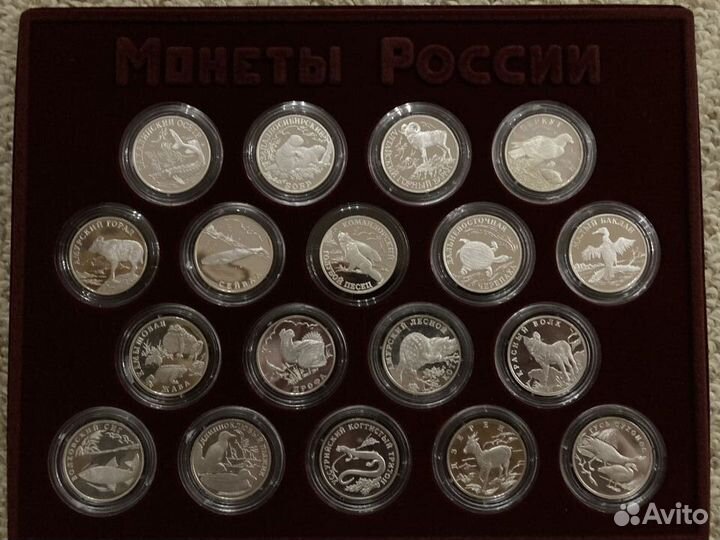 Серебряные монеты 1 рубль Россия все с 1993 года