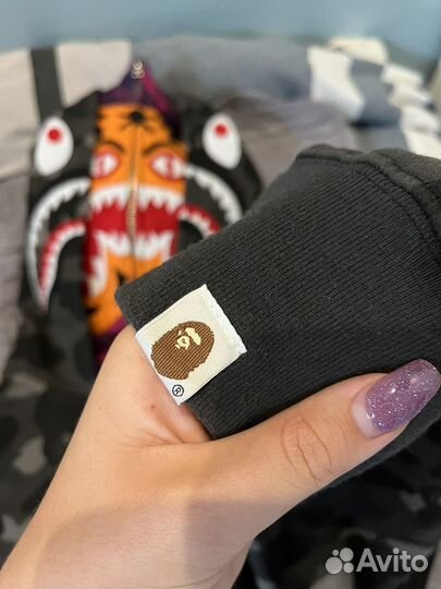 Bape double tiger shark full zip hoodie black
