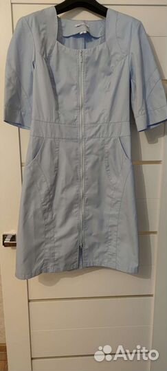 Халат медицинский голубой на молнии